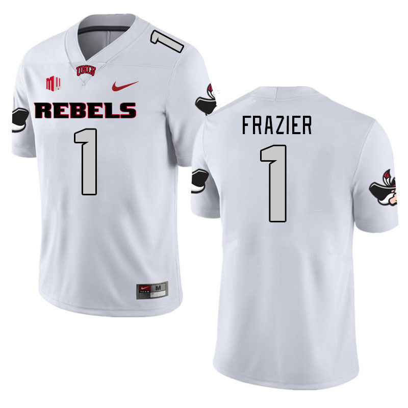 Men #1 Jalen Frazier UNLV Rebels 2023 College Football Jerseys Stitched-White - Click Image to Close